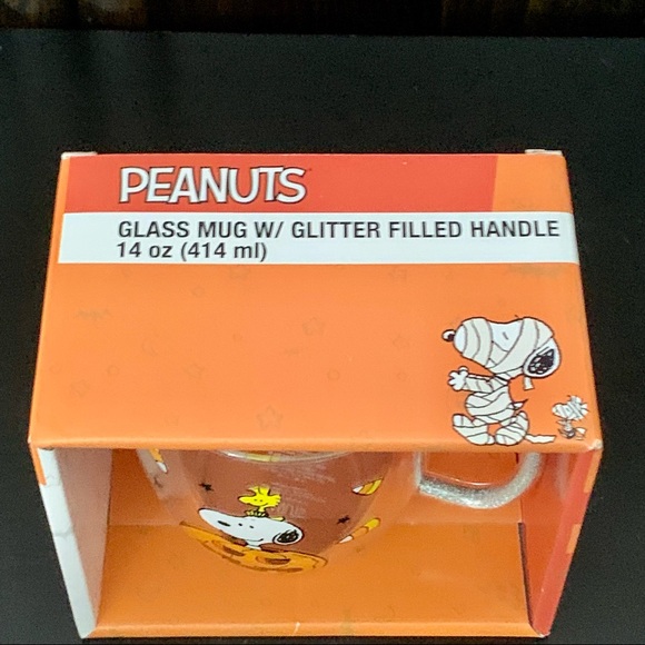 Peanuts 14oz Glass Halloween Mug - Snoopy Woodstock Jack O’ Lantern Candy Corn - Picture 6 of 9